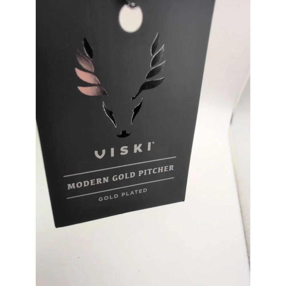 Viski Gold Modern Chic Drink Caraf  Stainless Steel 26 Oz Pitcher w Handle NEW